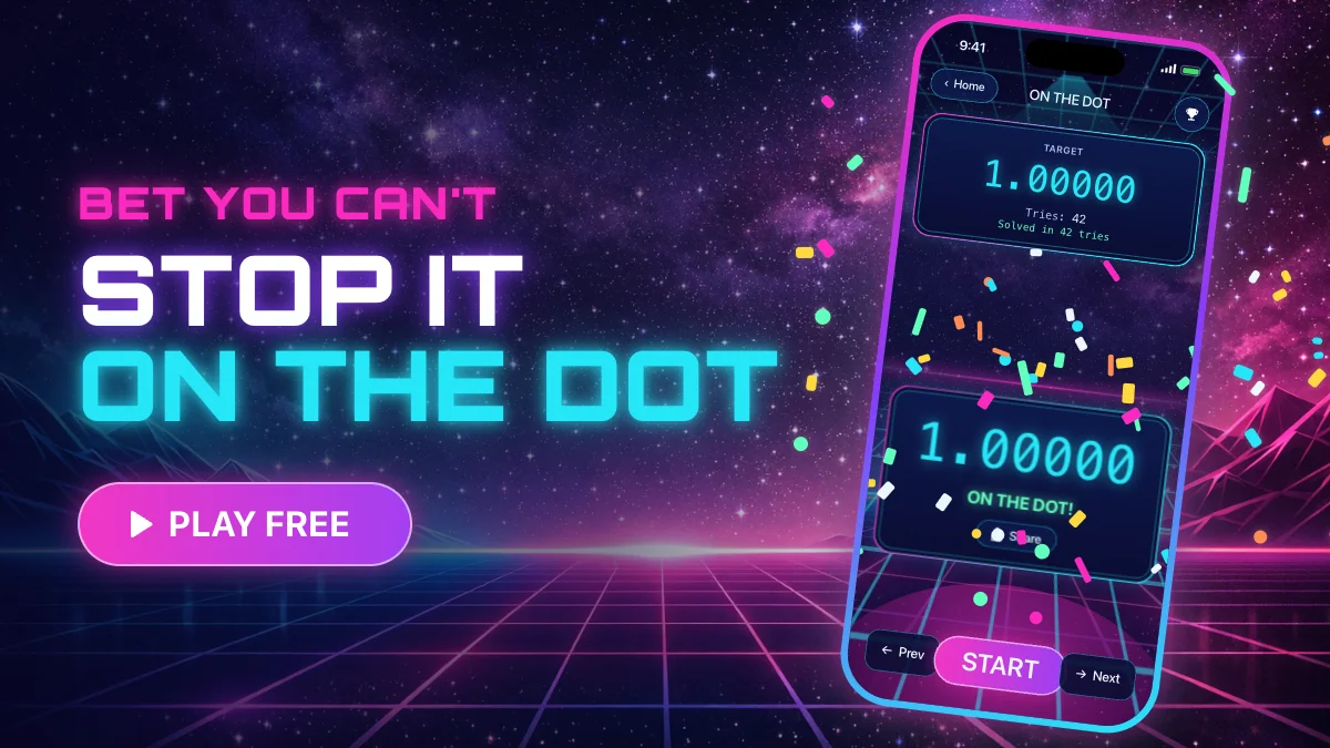 Bet you can't stop it on the dot: a phone showing 1.00000, ON THE DOT!