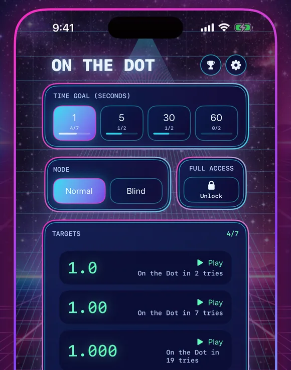 On the Dot level list from 1.0 to 1.000